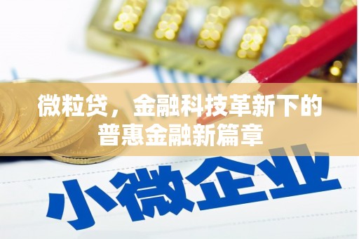 涿鹿微粒贷，金融科技革新下的普惠金融新篇章