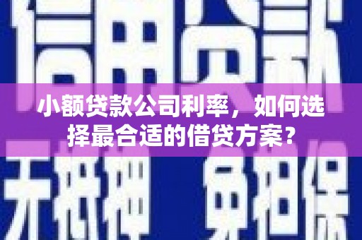 涿鹿小额贷款公司利率，如何选择最合适的借贷方案？
